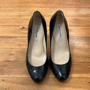 LK Bennett Sledge Black Patent Leather Platform Heels, Size 35.5, Used Condition